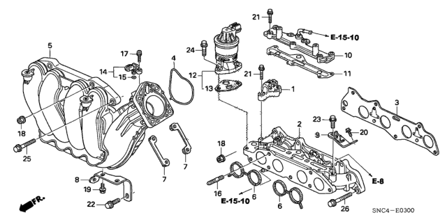 2007 Honda Civic  Gasket, Intake Manifold Diagram for 17105RMX004