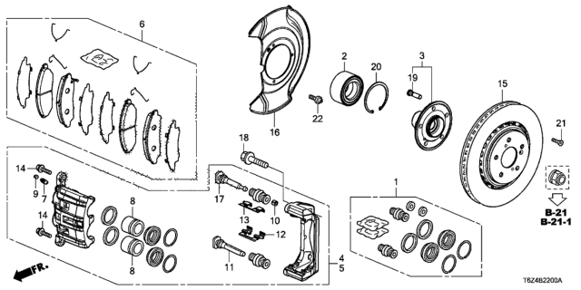 2021 Honda Ridgeline  CALIPER SUB-ASSY Diagram for 45019TYSA50
