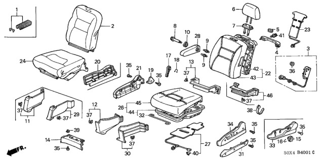 2004 Honda Odyssey  Frame, L. FR. Seat-Back Diagram for 81526S0XA21
