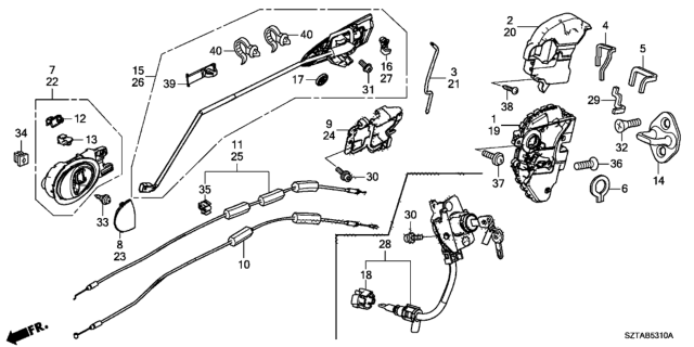 2014 Honda CR-Z  Handle Assembly, Driver Side Inside (Type V) Diagram for 72160SZT003ZC