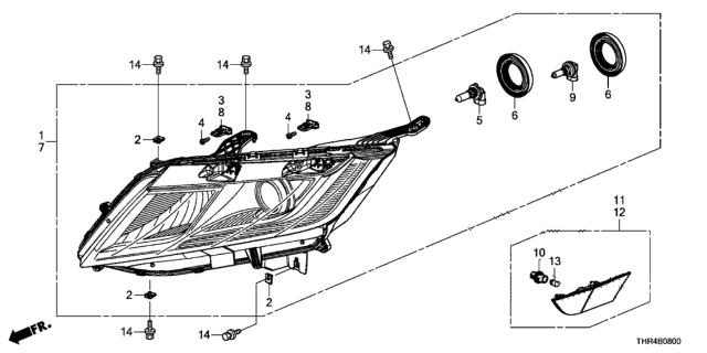 2018 Honda Odyssey Light Assembly, Right Front Side Marker Diagram for 33800THRA01