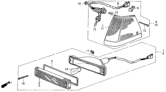 1985 Honda Civic Light Assembly, Passenger Side Position & Side Marker Diagram for 33800SB4681