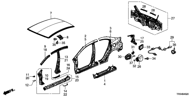2015 Honda Civic  Panel Set, R. FR. (Outer) Diagram for 04635TR6A50ZZ