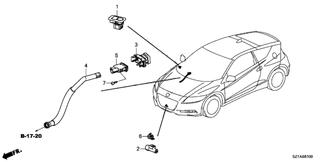 2014 Honda CR-Z  Sensor Assy., Auto Light Sun Beam Diagram for 39860SZTA01