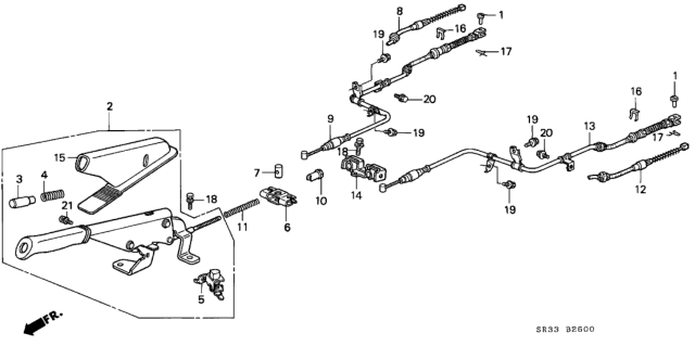 1992 Honda Civic  Wire A, Driver Side Parking Brake Diagram for 47560SR0A02