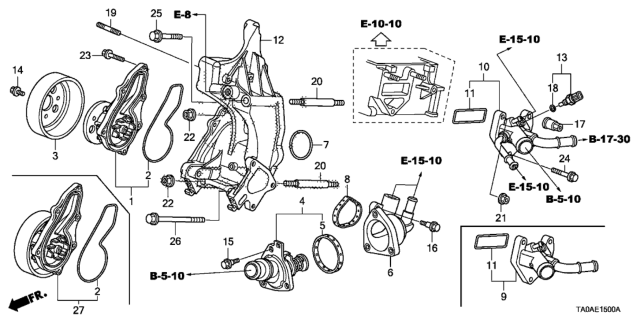 2012 Honda Accord  Water Pump Diagram for 19200R40A01