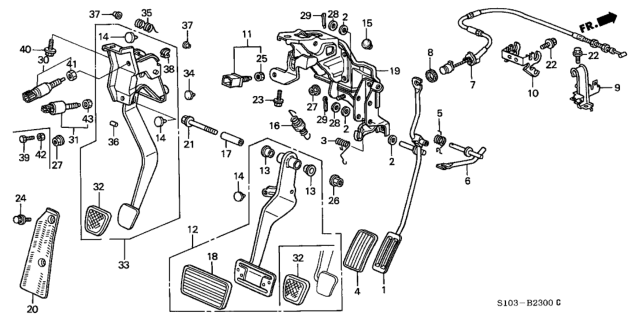 2000 Honda CR-V  Cover, Pedal Diagram for 46545S84A81