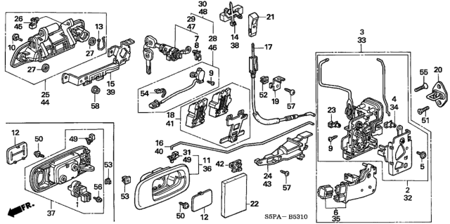 2005 Honda Civic Lock Assembly Left, Front Diagram for 72150S5PA02