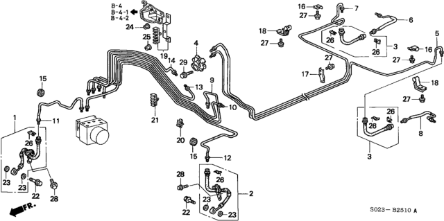 1996 Honda Civic  Pipe V, Brake Diagram for 46375S04A01