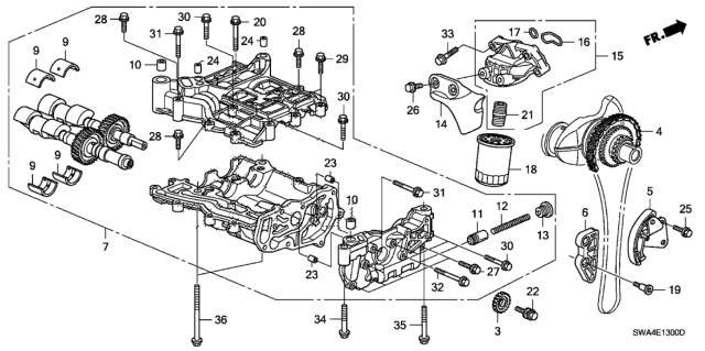 2009 Honda CR-V  Bolt, Flange (6X55) Diagram for 957010605500