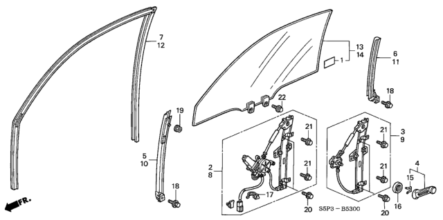 2001 Honda Civic  Channel, Left Front Door Run Diagram for 72275S5PA01