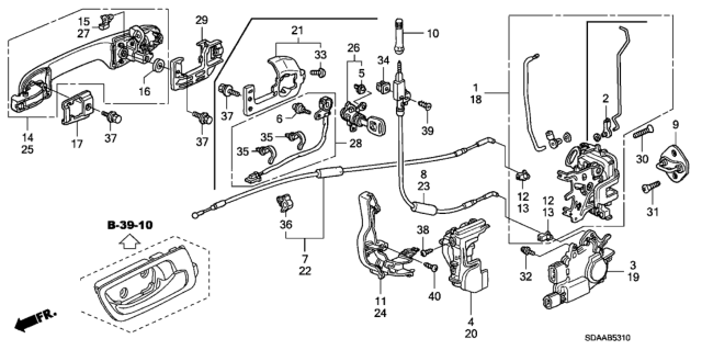 2007 Honda Accord  Handle Assembly, Right Front Door (Outer) (Nighthawk Black Pearl) Diagram for 72140SDAA21ZA