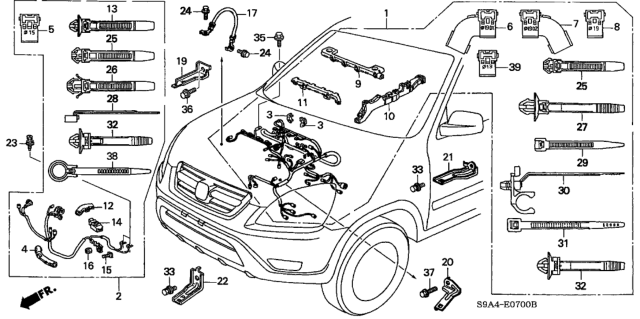 2004 Honda CR-V  Holder, Engine Wire Harness (B) Diagram for 32122PNA000
