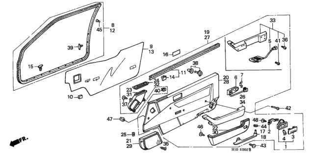 1987 Honda Accord Weatherstrip, Door (Inner) Diagram for 72335SE0003