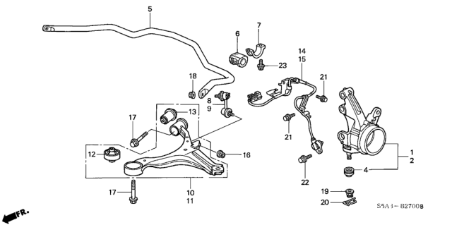 2001 Honda Civic Arm, Right Front (Lower) Diagram for 51350S5AA03