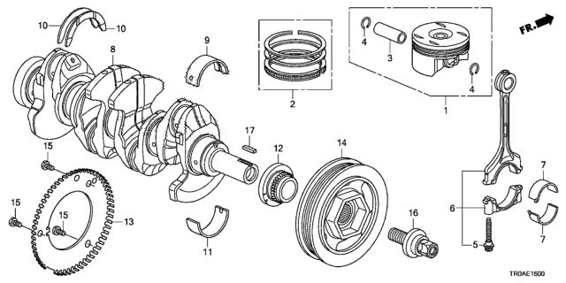 2013 Honda Civic Pin, Piston Diagram for 13111R1BA00