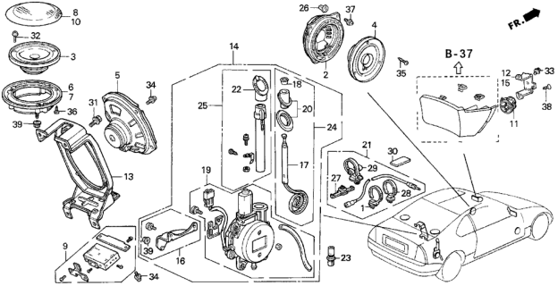 1994 Honda Prelude  Screw-Washer (4X16) Diagram for 938920401608