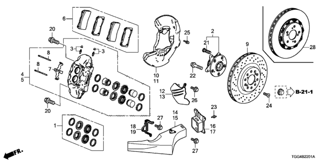 2020 Honda Civic  Pin, Pad Diagram for 45248TV8E01