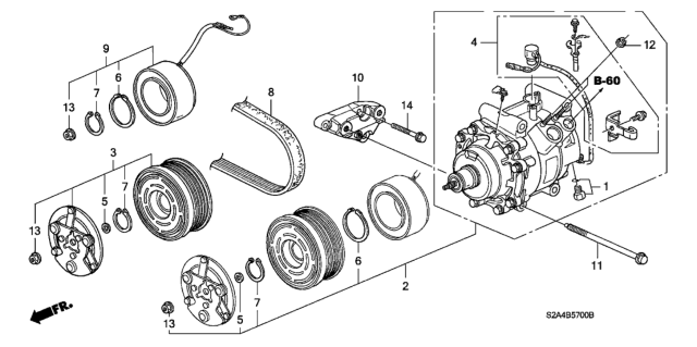 2007 Honda S2000 Compressor (Keihin) Diagram for 38810PCX016