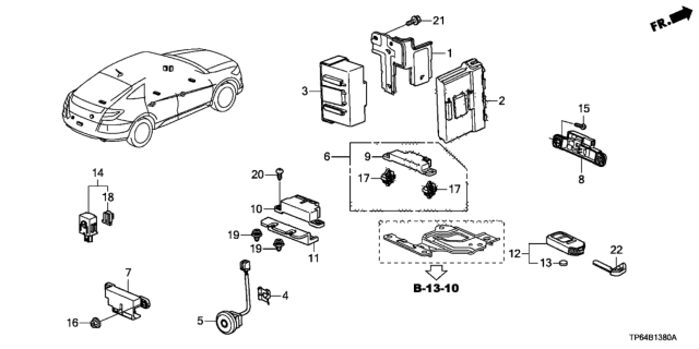 2014 Honda Crosstour  Clip, Lf Antenna Diagram for 91533SYJ003