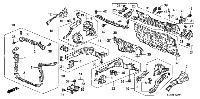 2007 Honda Civic Gusset, Dashboard (Upper) Diagram for 61191SNEA00ZZ