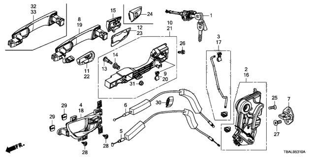 2020 Honda Civic Latch Assembly-, Left Front Diagram for 72150TEGA01