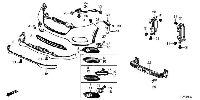 2020 Honda HR-V  GARNISH, L. FR. FOGLIGHT Diagram for 71106T7AJ10