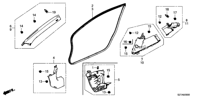 2015 Honda CR-Z  Garnish Assy., L. FR. Pillar *NH361L* (GRAY) Diagram for 84151SZTG01ZB