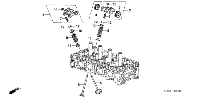2003 Honda Accord  Spring, Exhuast Valve (Pink) (Associated Spring) Diagram for 14762RAAA01