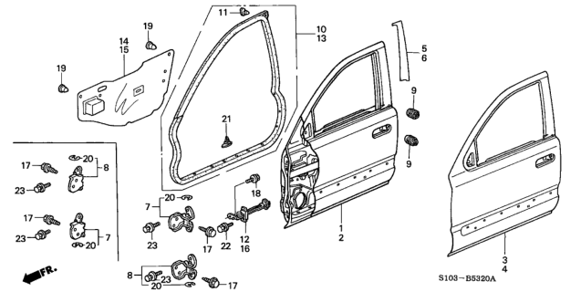 1997 Honda CR-V  Skin, R. FR. Door Diagram for 67111S10300ZZ