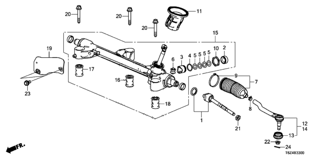 2017 Honda Ridgeline  Dust Seal Set, Tie Rod Diagram for 53429T6ZA01