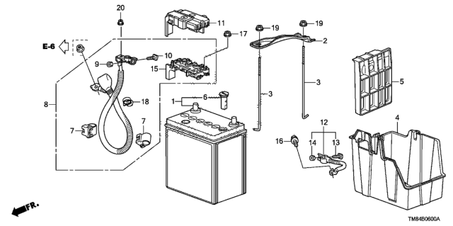2011 Honda Insight  Cover, Battery Diagram for 31522TM8000