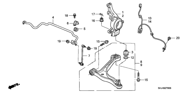 2006 Honda Odyssey Sensor Assembly, Left Front Diagram for 57455SHJA01