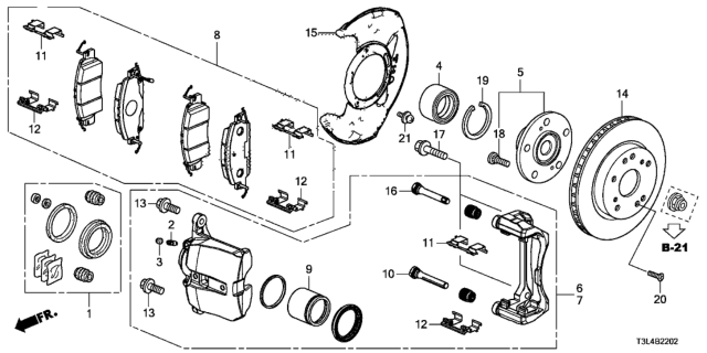 2016 Honda Accord Set, Caliper FR (1 Diagram for 01463T2GA00