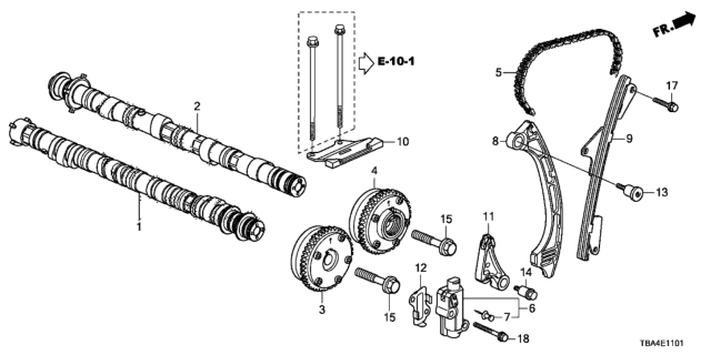 2016 Honda Civic  Camshaft Complete, In Diagram for 141105BAA00