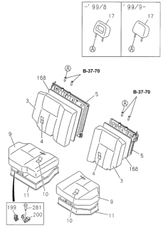1998 Honda Passport Cover Assembly, Right Rear Cushion Diagram for 8971597190