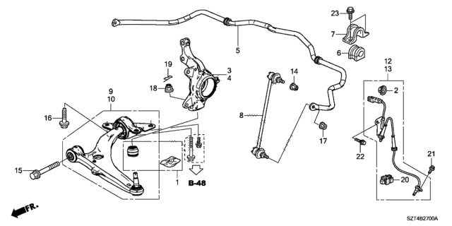 2011 Honda CR-Z  Lower Arm Assembly, Left Front Diagram for 51360SZTA02