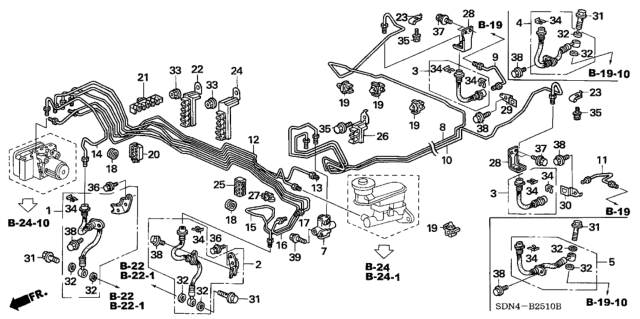 2003 Honda Accord  Clip F, Brake Pipe Diagram for 46396SDA003