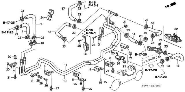 2003 Honda Pilot  Clamp, Heater Diagram for 91557S87A01