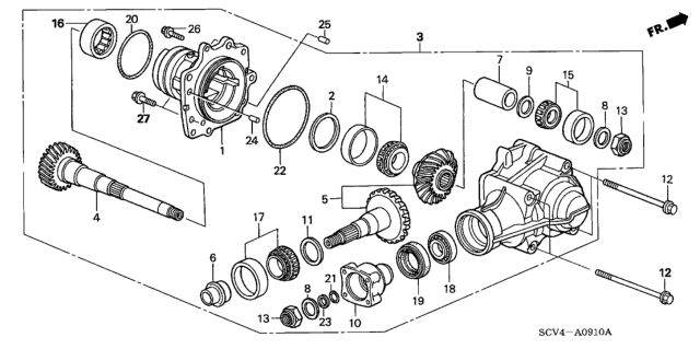 2006 Honda Element  Shaft, Transfer Diagram for 29102PRH000