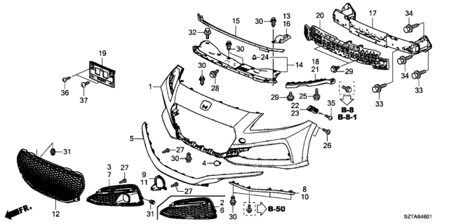 2016 Honda CR-Z  Spacer, R. FR. Bumper Side Diagram for 71193SZTG01