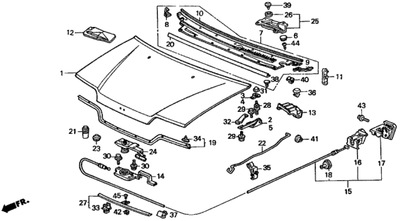 1991 Honda Civic Cushion A, Hood Diagram for 74177SD4000