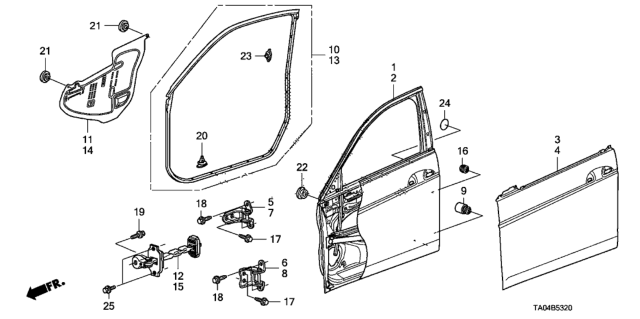 2010 Honda Accord  Panel, R. FR. Door (DOT) Diagram for 67010TA0A90ZZ