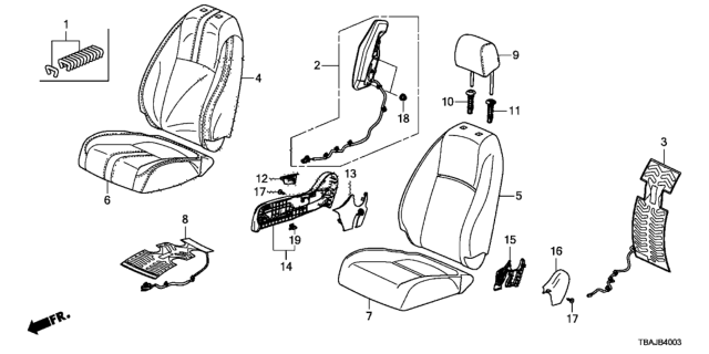 2018 Honda Civic Heater Complete Right, Front Diagram for 81134TBAA71