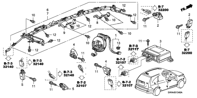 2007 Honda CR-V Sensor Assy., Side Impact (Trw) Diagram for 77970SWAA11