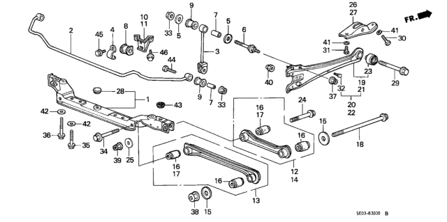 1989 Honda Accord  Bush, RR. Arm (Lower) Diagram for 52365SG0010