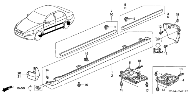 2003 Honda Accord  Protector, R. FR. Door *B92P* (NIGHTHAWK BLACK PEARL) Diagram for 75302SDAA11ZA