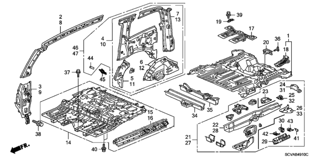 2008 Honda Element  Sill, R. FR. Inside Diagram for 65140SCVA10ZZ