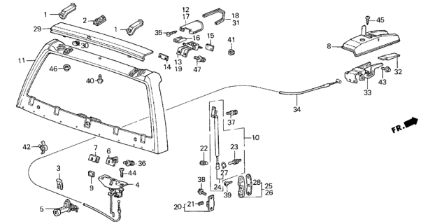 1987 Honda Civic Clip, Washer Tube Diagram for 91501SJ6003