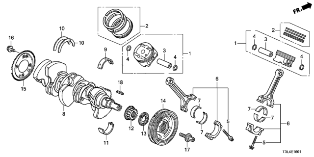 2013 Honda Accord Bearing A, Connecting Rod (Black) (Taiho) Diagram for 13211P8FA11